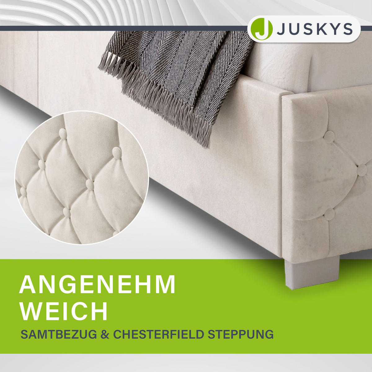 POLSTERBETT Nizza Beige 140x200 cm mit Matratze - Beige, Holz (140/200cm) - Juskys