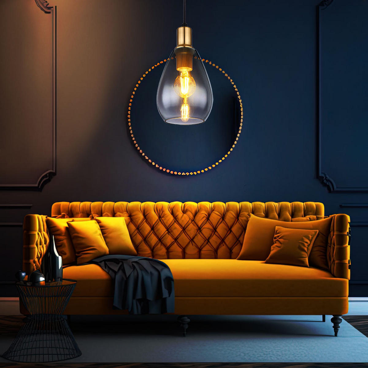 LED HÄNGELEUCHTE Fanni Metall Schwarz - Schwarz, Glas (15/15/120cm) - Globo Lighting