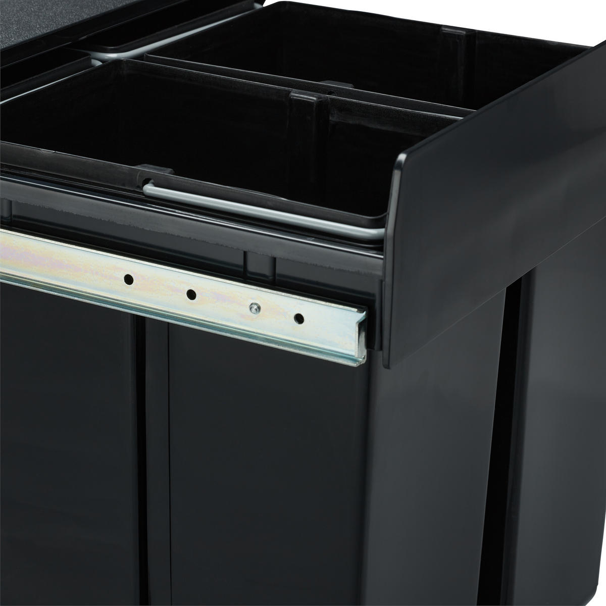 EINBAUMÜLLEIMER 4x8L - Schwarz, Kunststoff/Metall (34.3/35.1/48cm) - Relaxdays