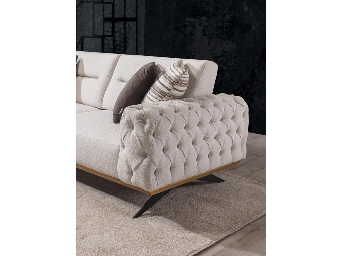 SOFA Havana 2-Sitzer Samt Creme - Beige, Textil/Metall (195/87/95cm) - Villa Möbel