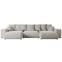 WOHNLANDSCHAFT mit Schlaffunktion und Bettkasten ESKAR-U -352x165x84cm Hellbraun Velours - Hellbraun/Schwarz, Holzwerkstoff/Kunststoff (352/84/165cm) - ALTDECOR