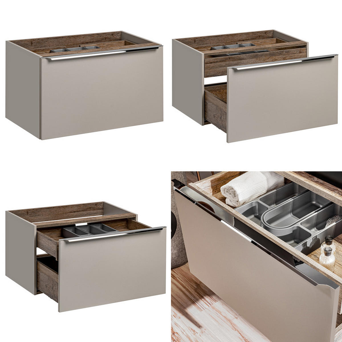 WASCHTISCH Puebla-56 - Beige, Holzwerkstoff (160/64/46cm) - Lomado