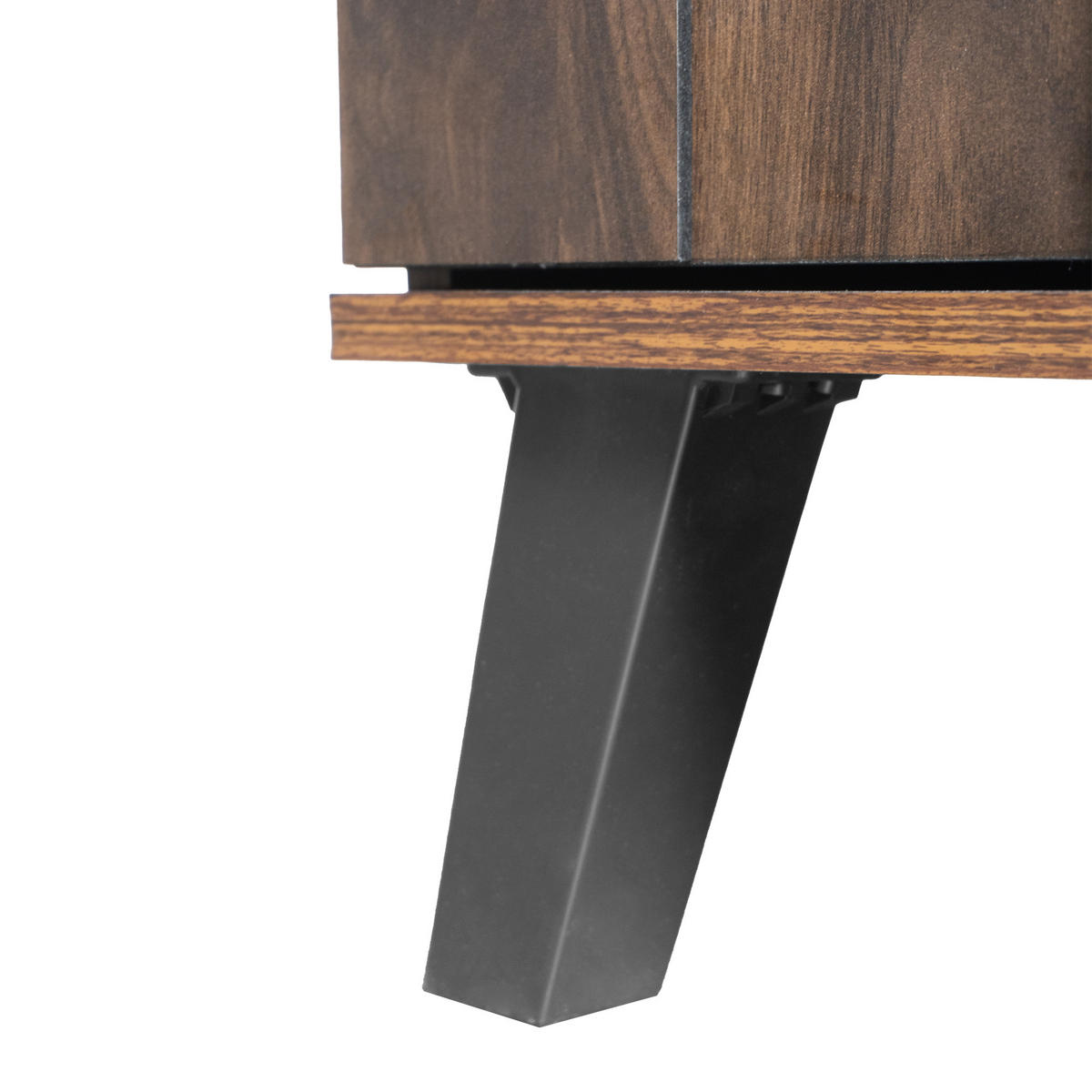 SIDEBOARD Holzoptik 160,5/35.5/78 cm mit 4 Türen, Einlegeböden und schwarzen Schrägbeine - Nussbaumfarben, Holzwerkstoff (160.5/78/35.5cm) - WISHDOR