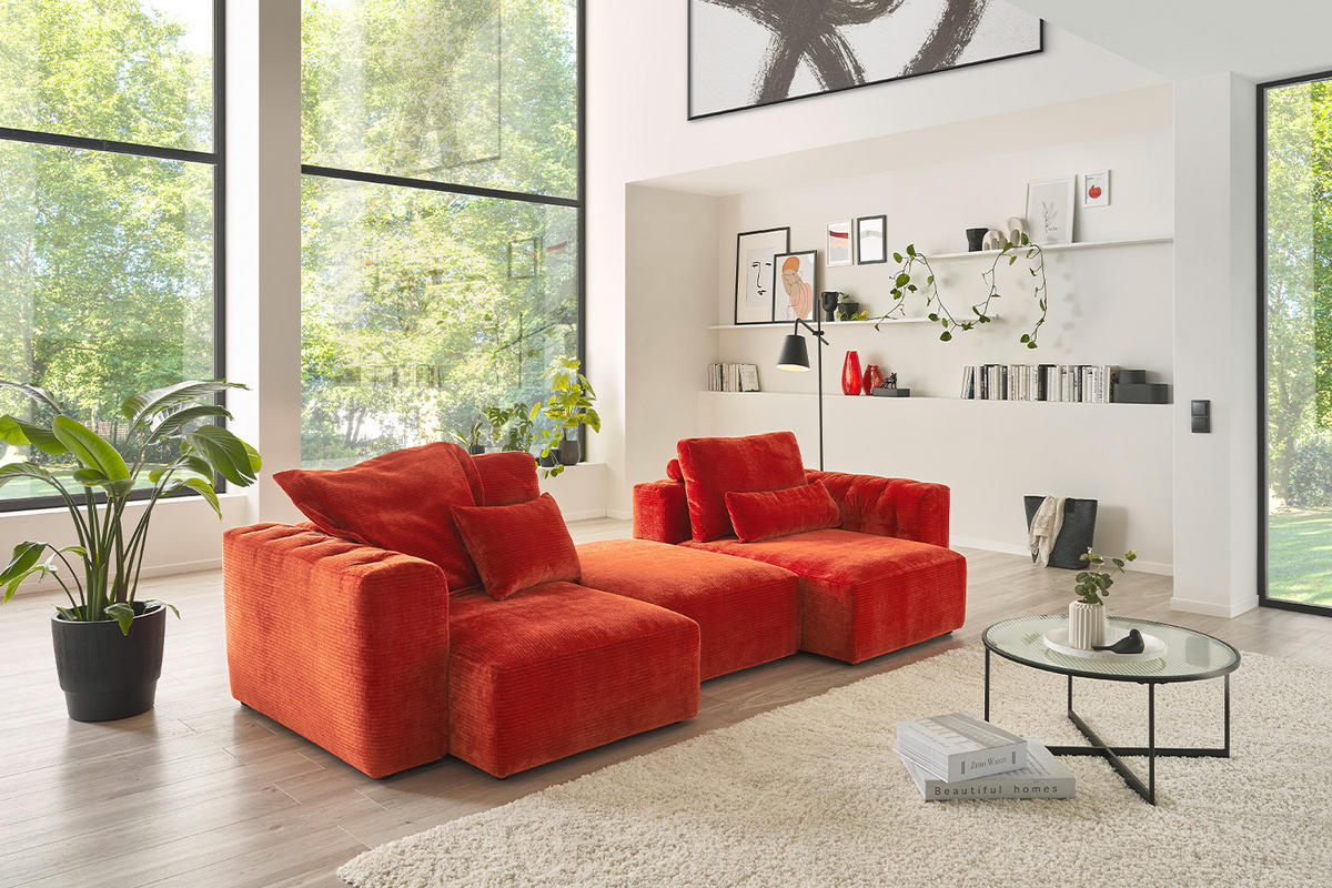 SOFA SITZELEMENT SEPHI Rot Cord - Rot/Schwarz, Kunststoff/Textil (82/62/27cm) - KAWOLA