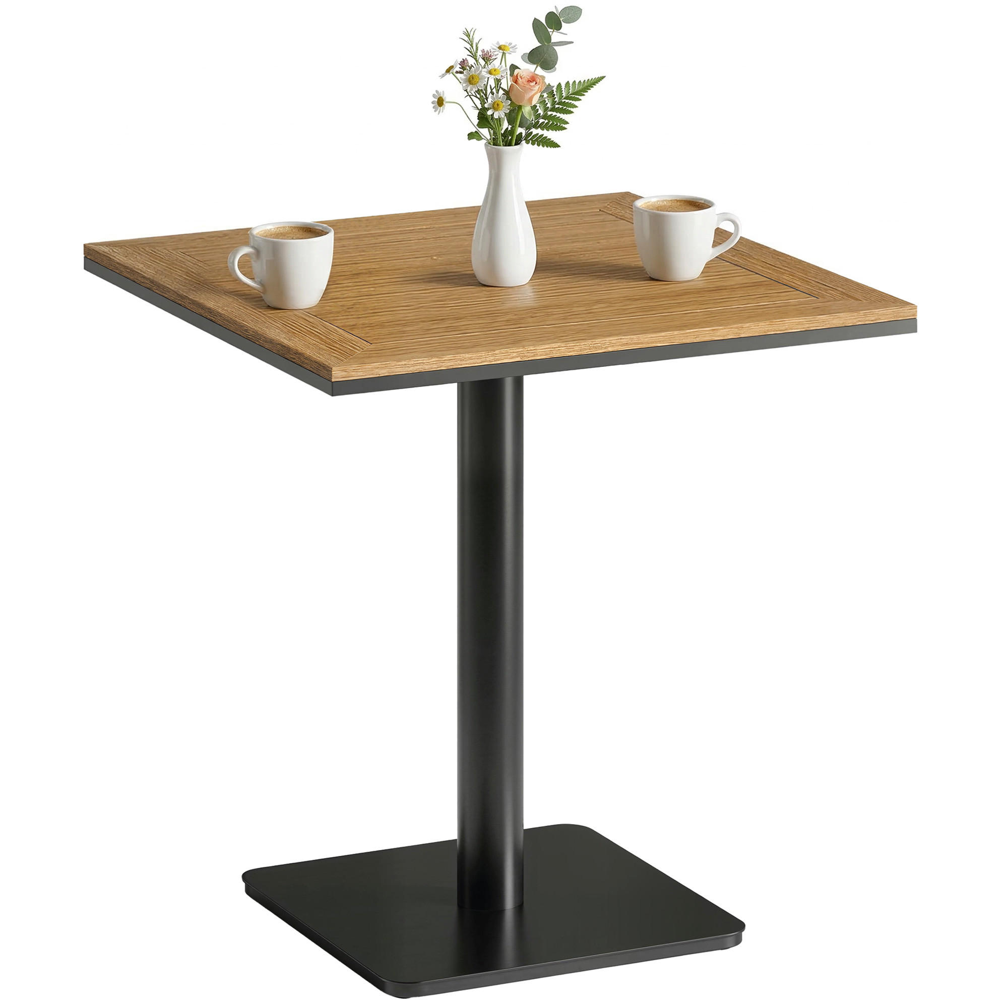 BEISTELLTISCH DE-07349 quadratisch mit Holzoptik und breiter Basis Naturholz - Naturfarben, Metall (70/70/74cm) - ComfortXL
