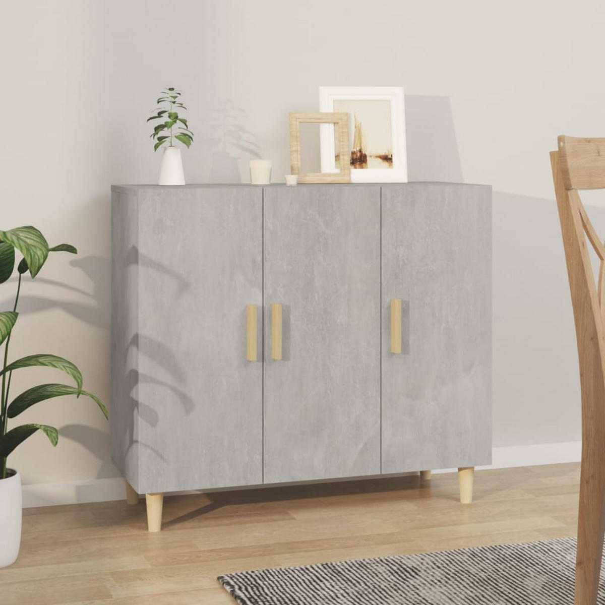 SIDEBOARD mit 3 Türen 90/34/80 cm aus Holzwerkstoff Betongrau - Hellgrau, Holz (90/80/34cm) - vidaXL