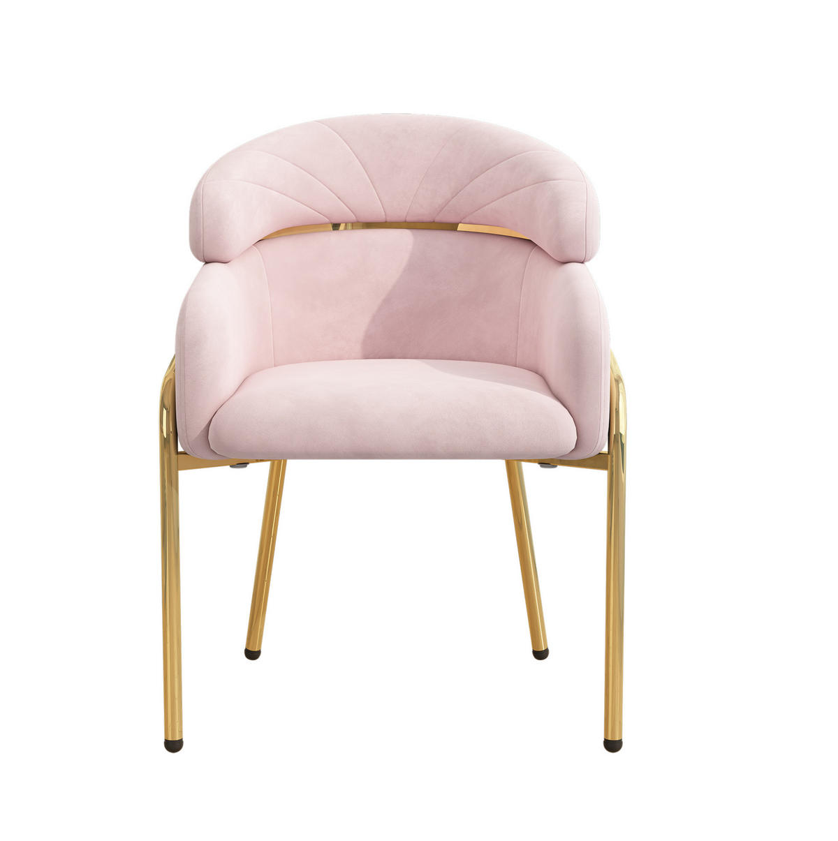 STUHL 56.9x54.5x79 cm in Pink, Samt mit Metallbeinen, Einzelstück - Pink, Textil (54.5/79/56.9cm) - Modfu