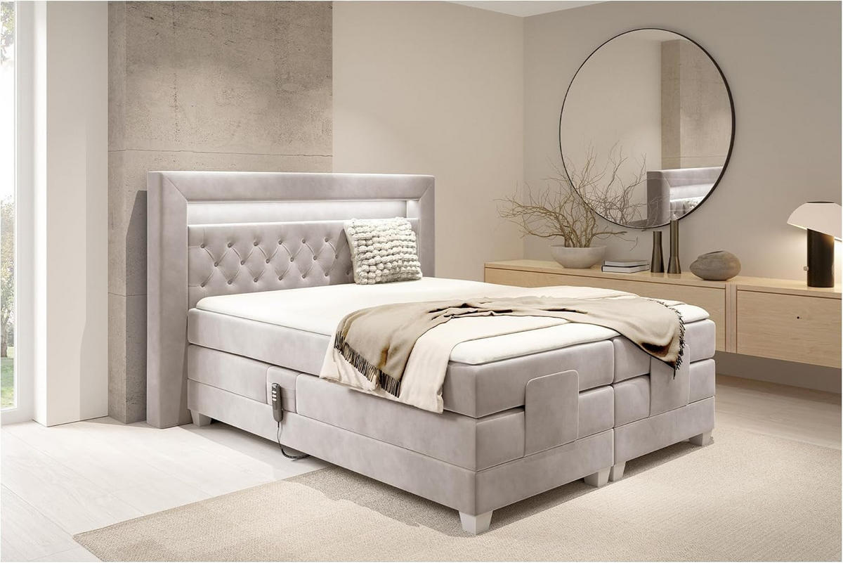 BOXSPRINGBETT SANTORE - Beige, Holzwerkstoff (120/200cm) - Meblini