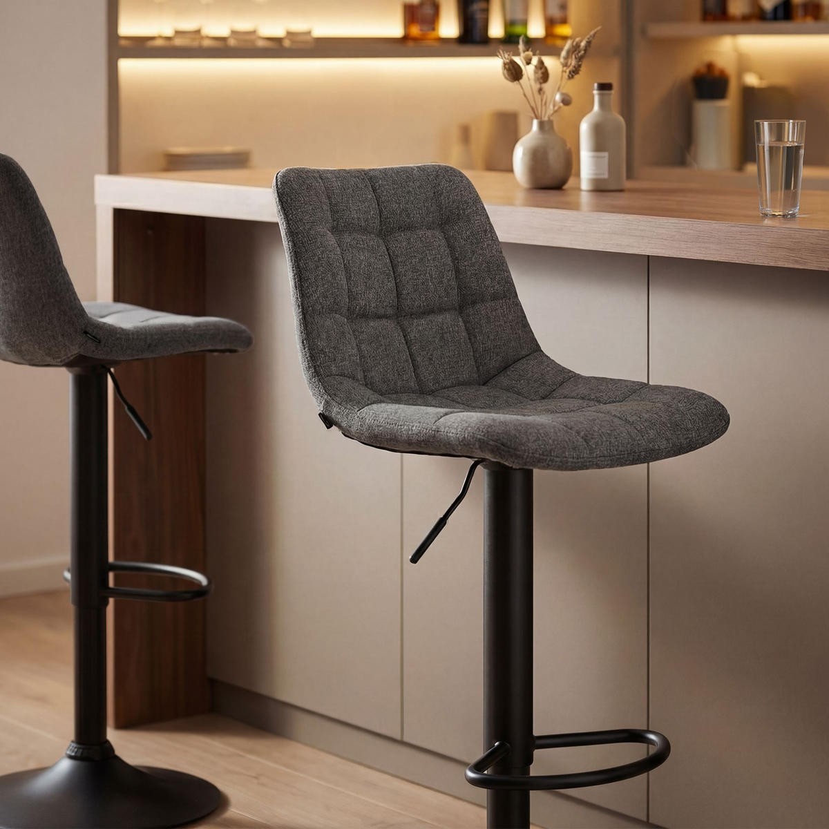 BARHOCKER Stoff Dunkelgrau - Dunkelgrau/Schwarz, Textil/Metall (44/108/50cm) - CLP
