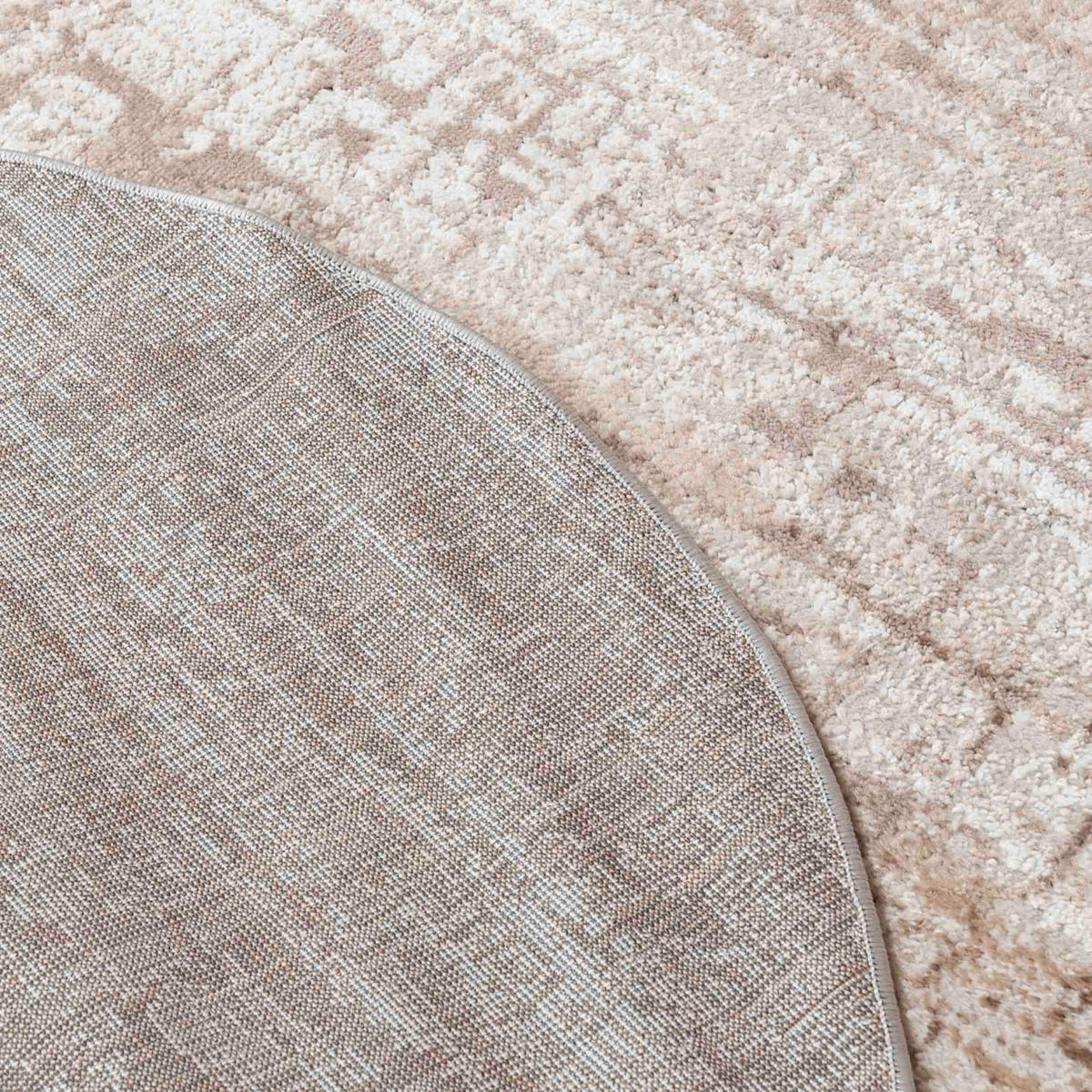 TEPPICH Beige Rund Abstrakt Kurzflor - 160 x 160 cm - Beige, Textil (160/160cm) - Mazovia