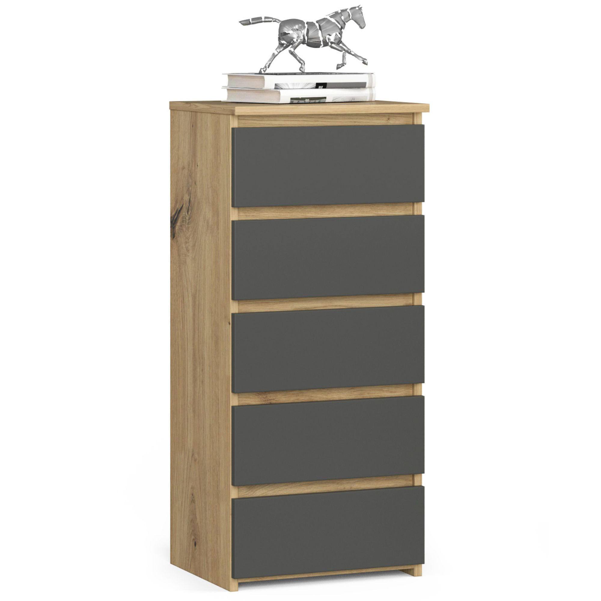Akord Kommode Eiche Artisan, Grau 40x92x35 cm