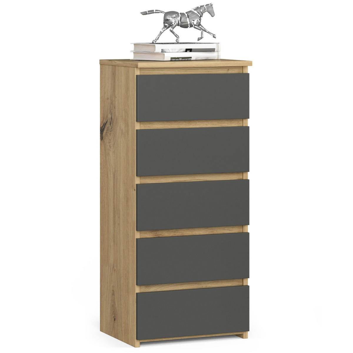 KOMMODE Eiche Artisan, Grau 40x35x92 cm - Eiche Artisan/Grau, Holzwerkstoff (40/92/35cm) - Akord