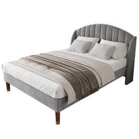 POLSTERBETT 140/200 cm aus Samt mit Lattenrost und gepolstertem Kopfteil Grau - Grau, Textil (140/200cm) - Modenvie