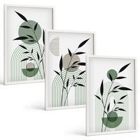 BILDER SET 3er Set - 40x60 cm Weißer Rahmen - Boho-Pflanzenkompositionen - Weiß, Kunststoff (40/60cm) - TULUP