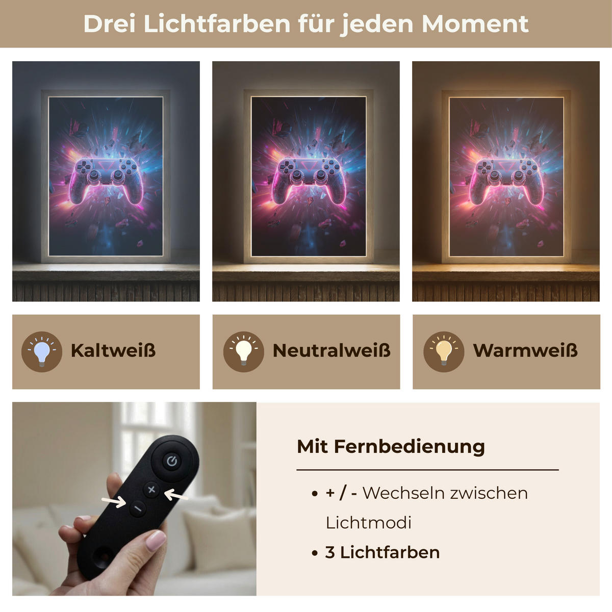 NÁSTĚNNÁ LAMPA S AKUMULÁTOREM Controller - Neon - Explosion - Abstraktní 30x40 cm - fialová, kompozitní dřevo (30/40/8cm)