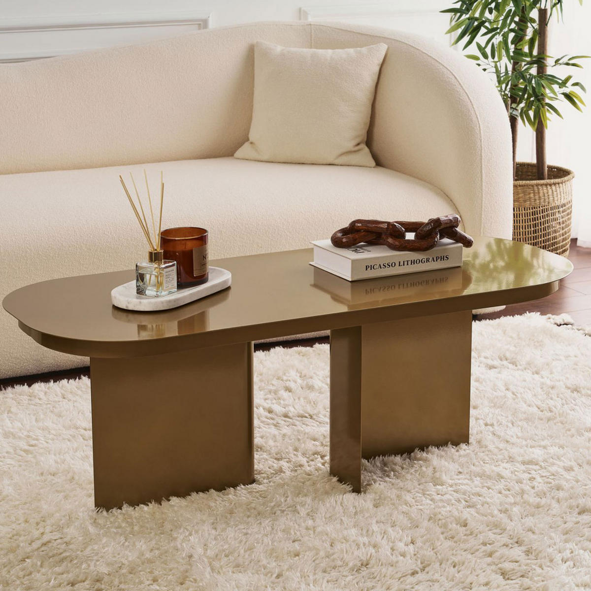 COUCHTISCH - Metall - Messing - Messingfarben, Metall (120/44/45cm) - Drawer