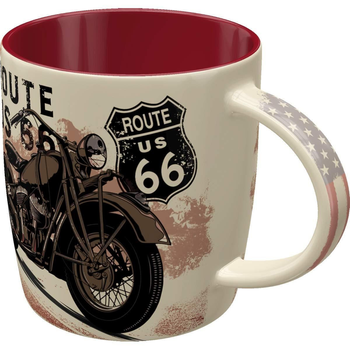 KAFFEETASSE 330 ml US Highways Route 66 Bike Map - Multicolor, Keramik (0.33L) - Nostalgic-Art