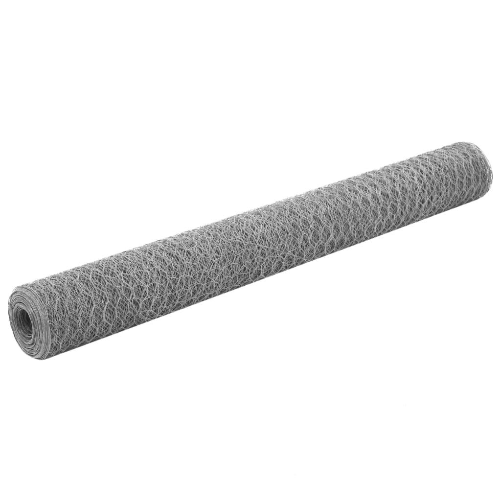 DRAHTZAUN Verzinkter Stahl 25/1,2 M Silbern - Silberfarben, Metall (2500/120cm) - vidaXL