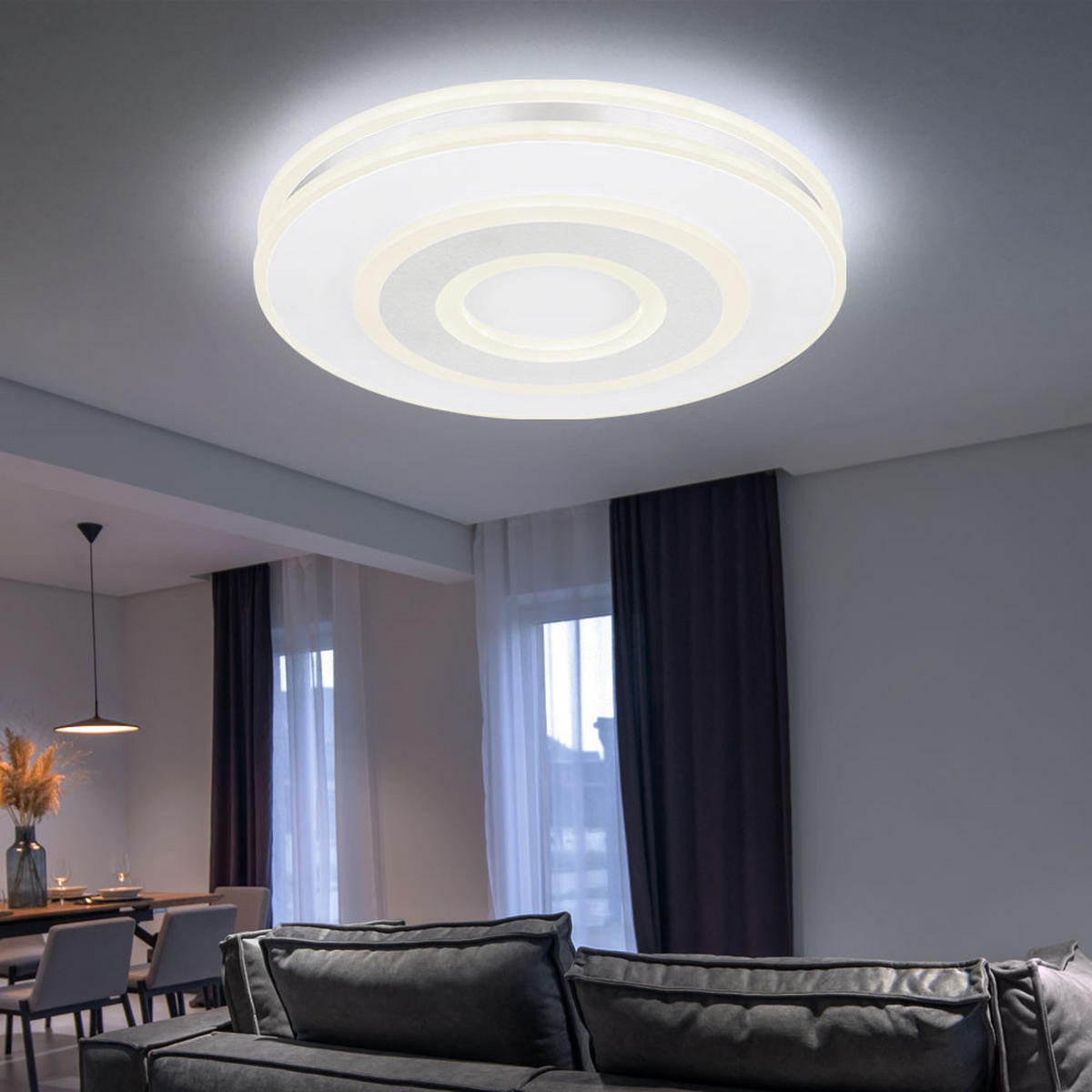LED DECKENLEUCHTE MARU Weiß opal - Weiß, Metall (42/42/6.5cm) - Globo Lighting