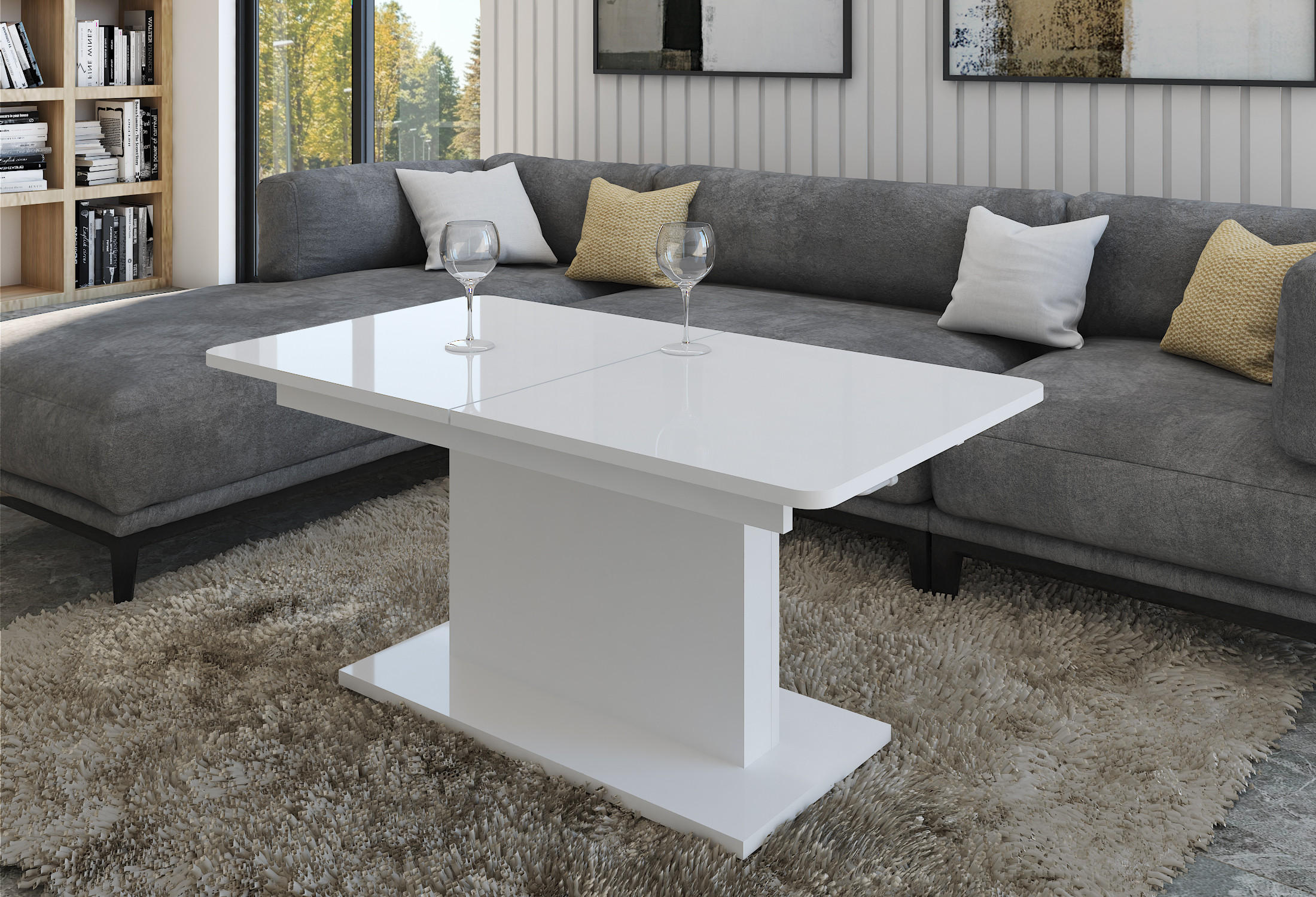 COUCHTISCH rechteckig Weiß Hochglanz 126/70/58 cm - Weiß Hochglanz, Holzwerkstoff (70/126/57cm) - designimpex