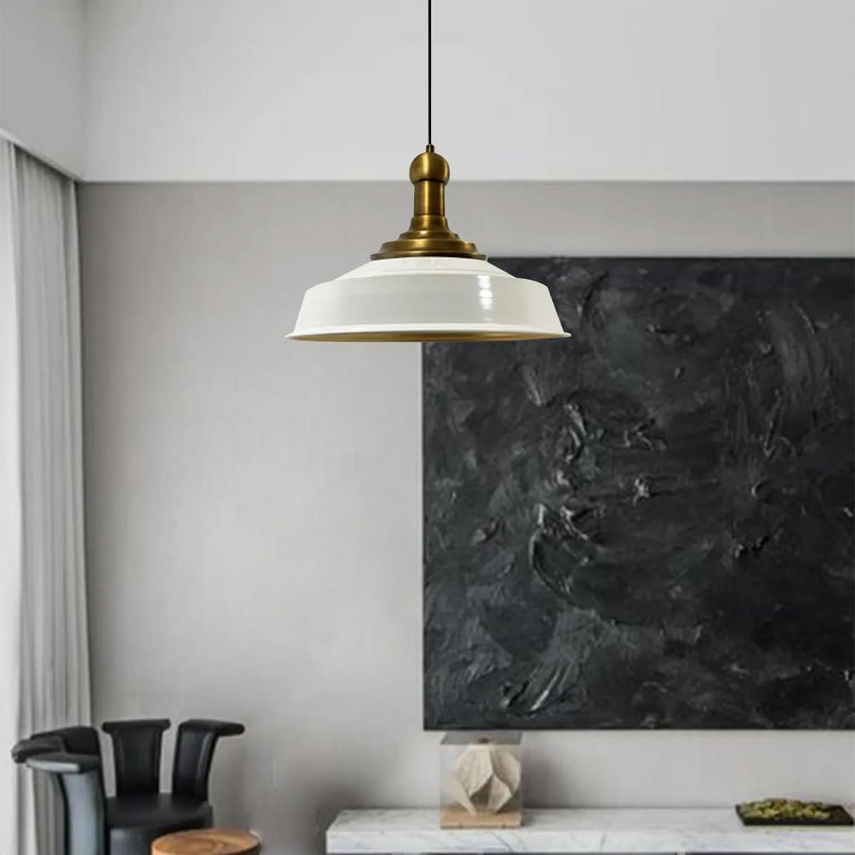 KÜCHENLAMPE Asletl Long-Knob 40/30 cm - Weiß, Metall (30/40/30cm) - Bamyum