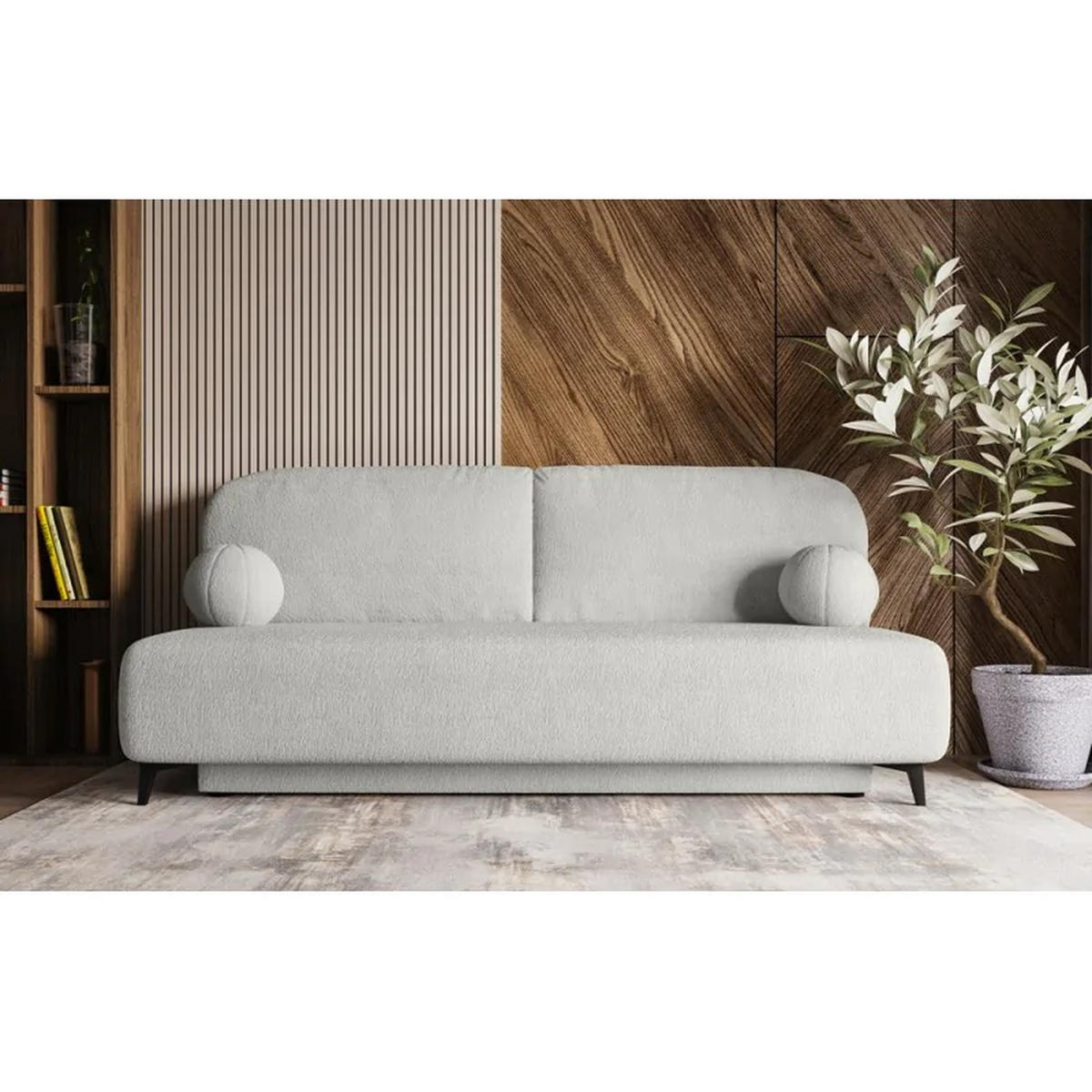 SCHLAFSOFA MIO, Sofa mit Schlaffunktion und Bettkasten, Farbe: Grau, Bouclé-Stoff - Grau, Textil (198/90/86cm) - Sepro Meble
