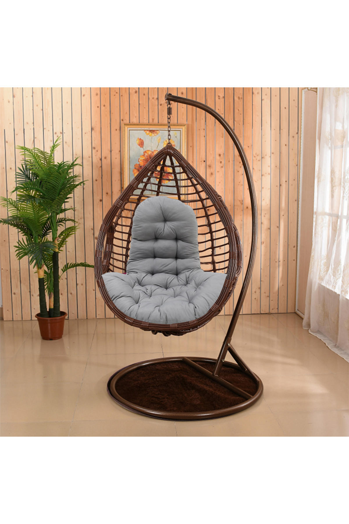 HÄNGESESSEL-KISSEN aus Polyester Baumwolle in Schwarz mit dicker Polsterung 95 * 55 cm - Grau, Textil (55/95cm) - Livingandhome