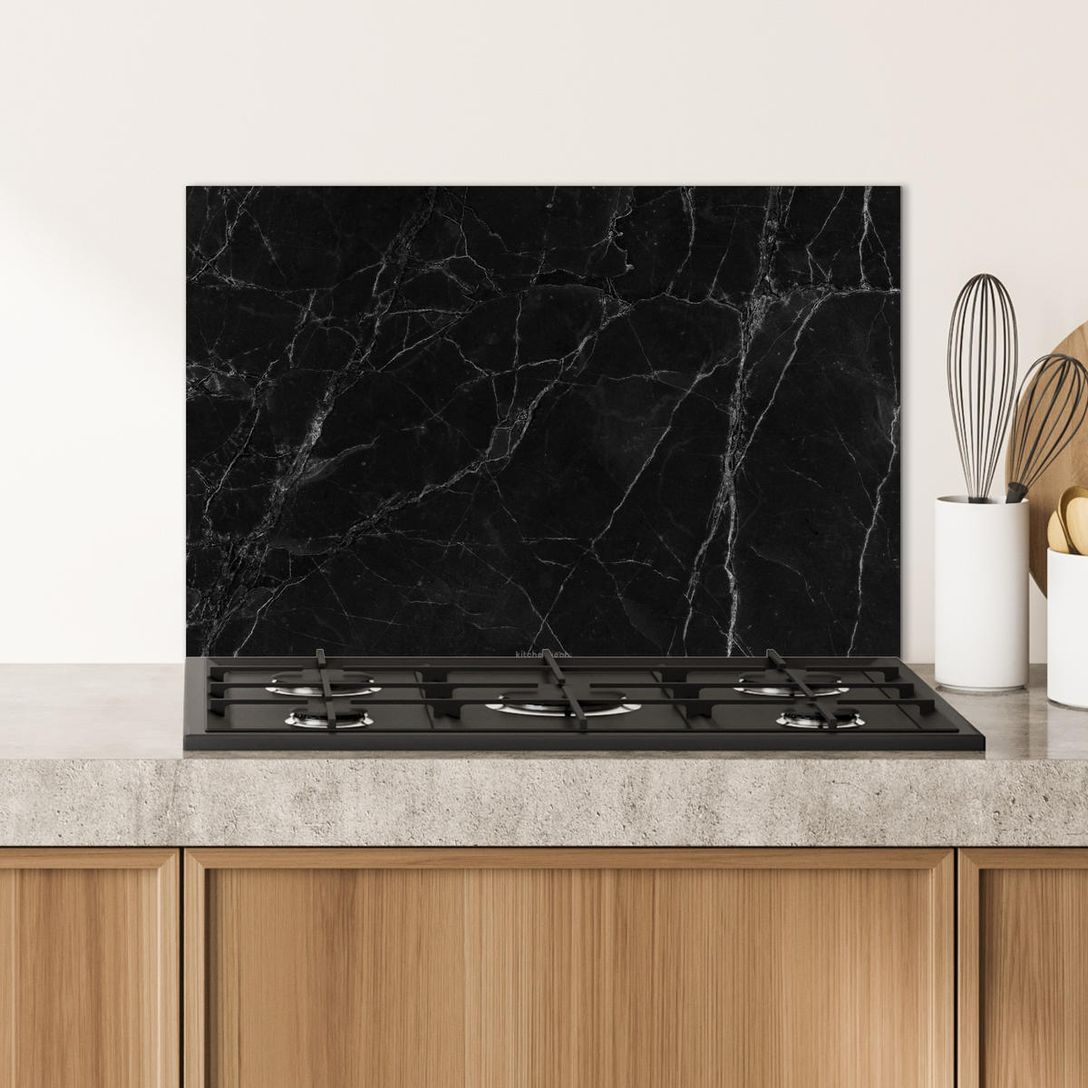 SPRITZSCHUTZ KÜCHE Schwarz - Marmor 70x50 cm - Schwarz, Metall (70/0.3/50cm) - MuchoWow