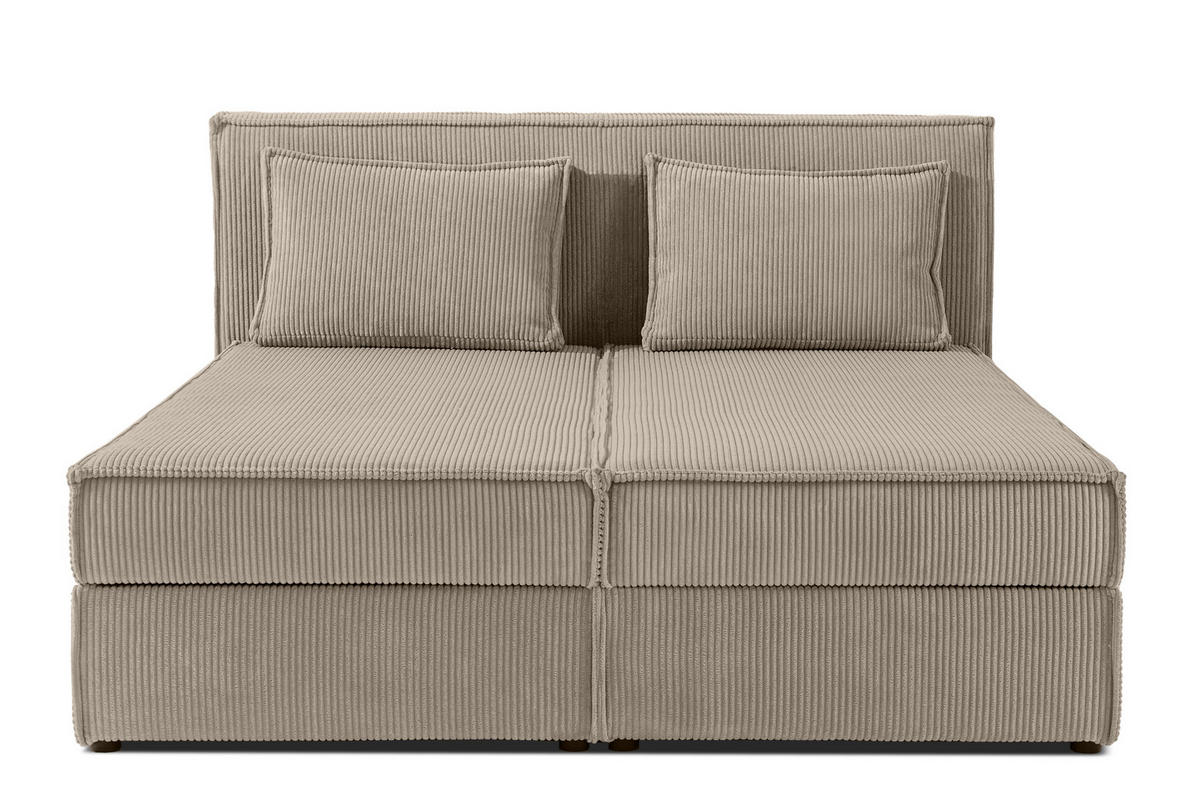 BOXSPRINGBETT ROTI mit Stauraum, beige - Beige/Schwarz, Holz/Holzwerkstoff (160/200cm) - KONSIMO®