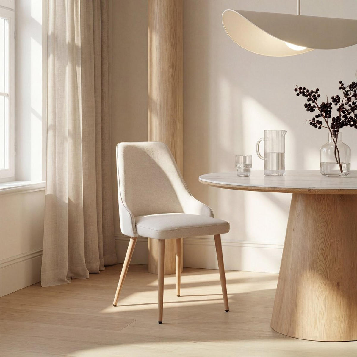 ESSZIMMERSTUHL Nika Beige 52 cm x 87 cm 2er-Set - Beige, Textil (52/87/58cm) - Klast Home