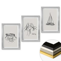WANDBILDER 3er Set - 20x30 cm Silberner Rahmen - Haus am Wasser, Segelboot-Toast - Silberfarben, Kunststoff (20/30cm) - ArtPrintCave