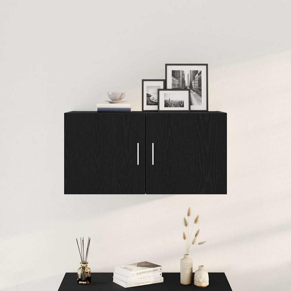 WANDSCHRANK Schwarz Eichen-Optik 80/39/40 Cm Holzwerkstoff - Schwarz, Holzwerkstoff (39/40/80cm) - vidaXL