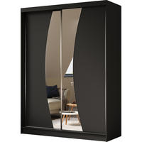 SCHWEBETÜRENSCHRANK Vex 160 cm mit Spiegel, 2-türig, schwarz - Schwarz, Kunststoff (160/216/61cm) - Margaret Hadas24