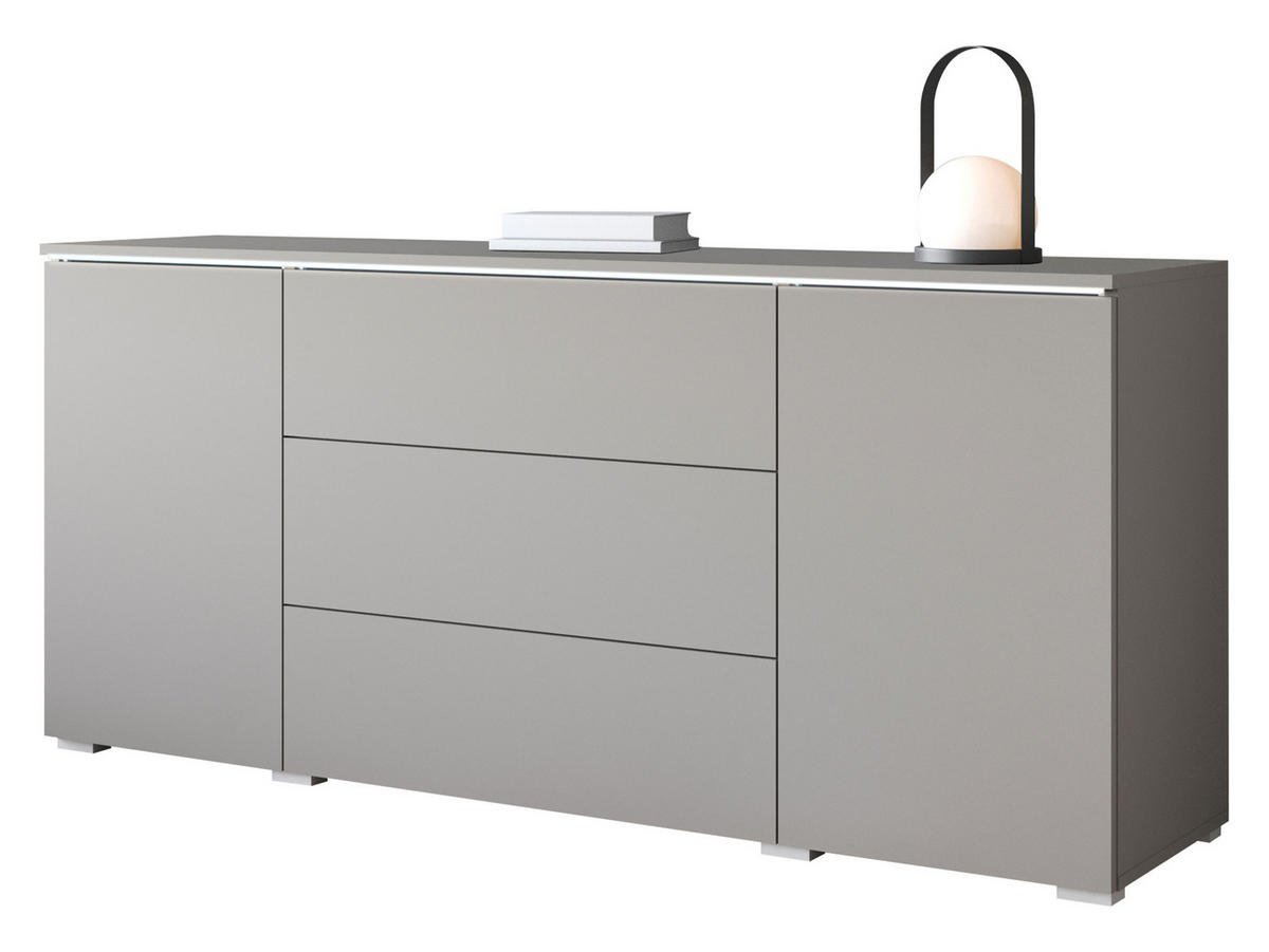 SIDEBOARD Vera 150 mit weißer LED Beleuchtung - Grau, Holzwerkstoff (150/66/40cm) - MIRJAN24