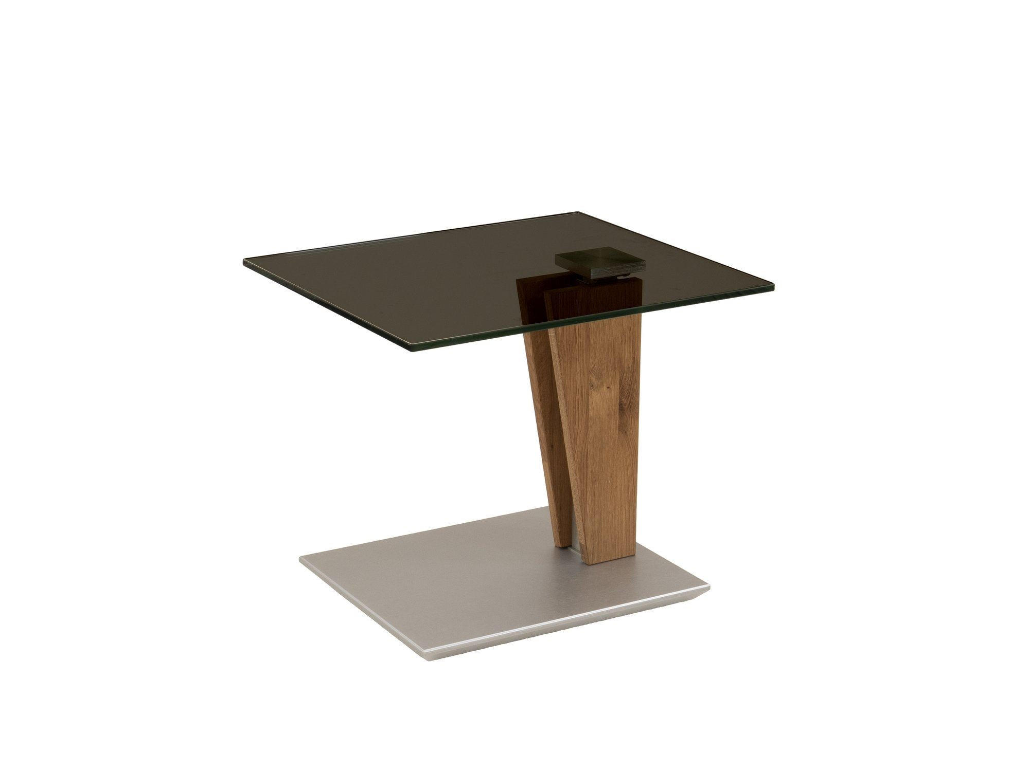 BEISTELLTISCH höhenverstellbar Catlin 55x47x47 Parsolglas Schwarz - Wildeiche/Grau, Glas (55/47/47cm) - 58aufmkessel