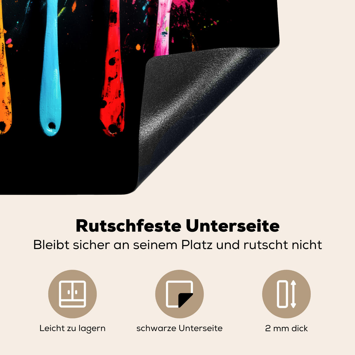 HERDABDECKPLATTE Löffel - Gewürze - Modern - Graffiti - Farbe - Farbenfroh 78x52 cm - Multicolor, Kunststoff (78/0.2/52cm) - MuchoWow