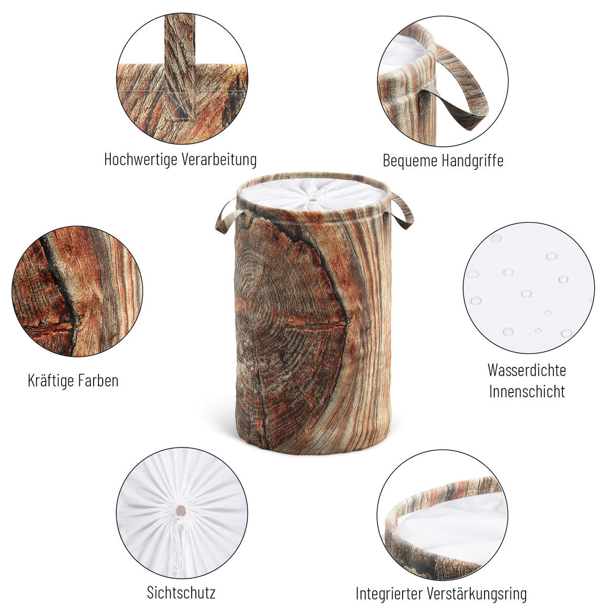 WÄSCHEKORB Rustikal - Beige, Textil (37/55/55cm) - Sanilo