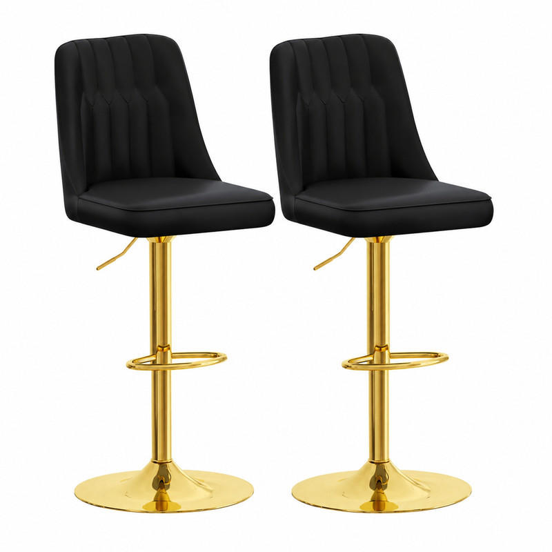 BARHOCKER höhenverstellbar 2er-Set drehbar Schwarz Gold - Goldfarben, Metall (44/117.5/44cm) - Meubliv