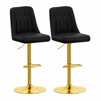 BARHOCKER höhenverstellbar 2er-Set drehbar Schwarz Gold - Goldfarben, Metall (44/117.5/44cm) - Meubliv