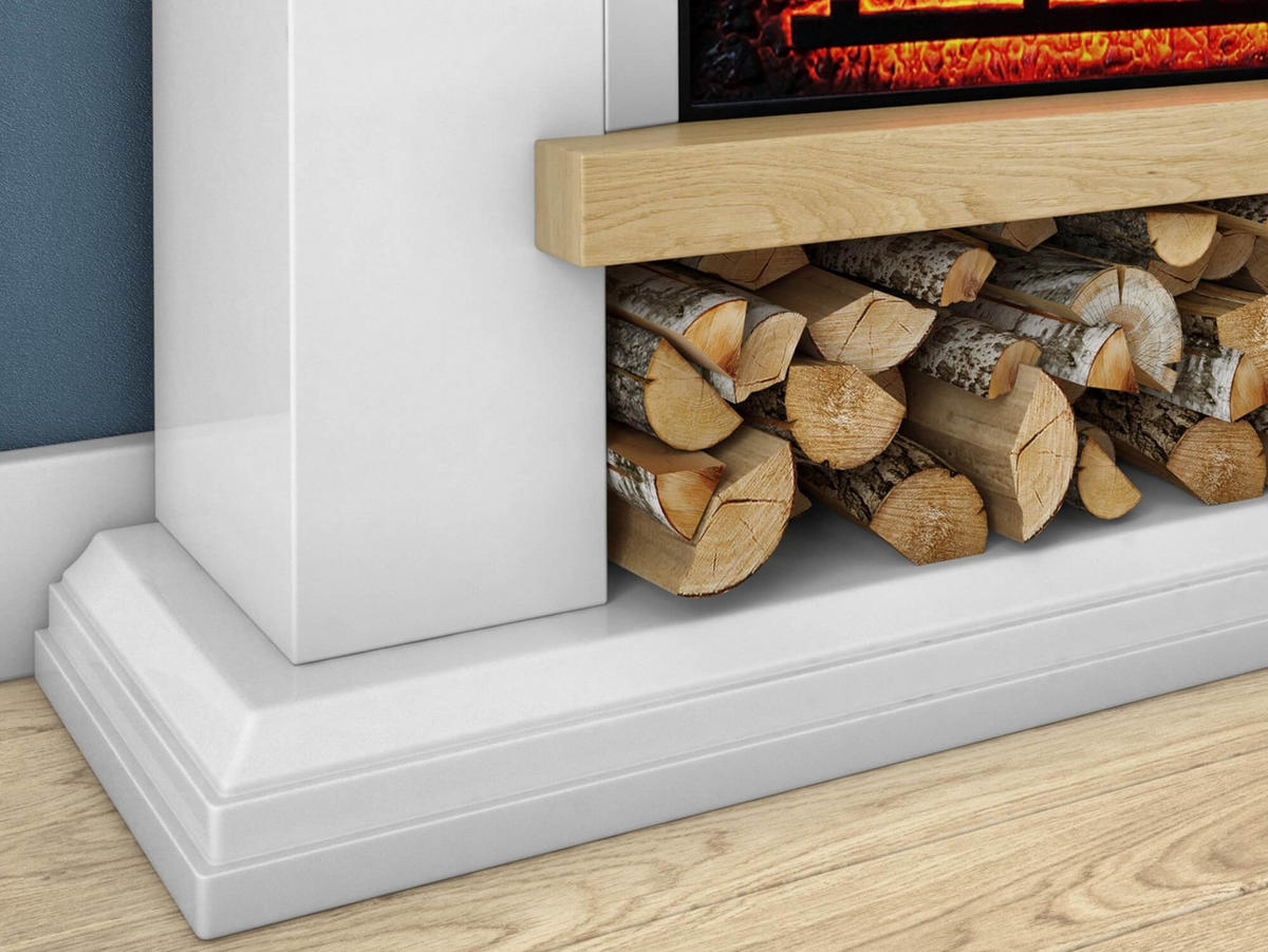ELEKTROKAMIN Shelford AF23S Weiß – Breite 107 cm, 3D-Flammeneffekt, LED-Beleuchtung, Heizfunktion - Weiß, Glas/Holzwerkstoff (114/104/31cm) - ArtiFlame