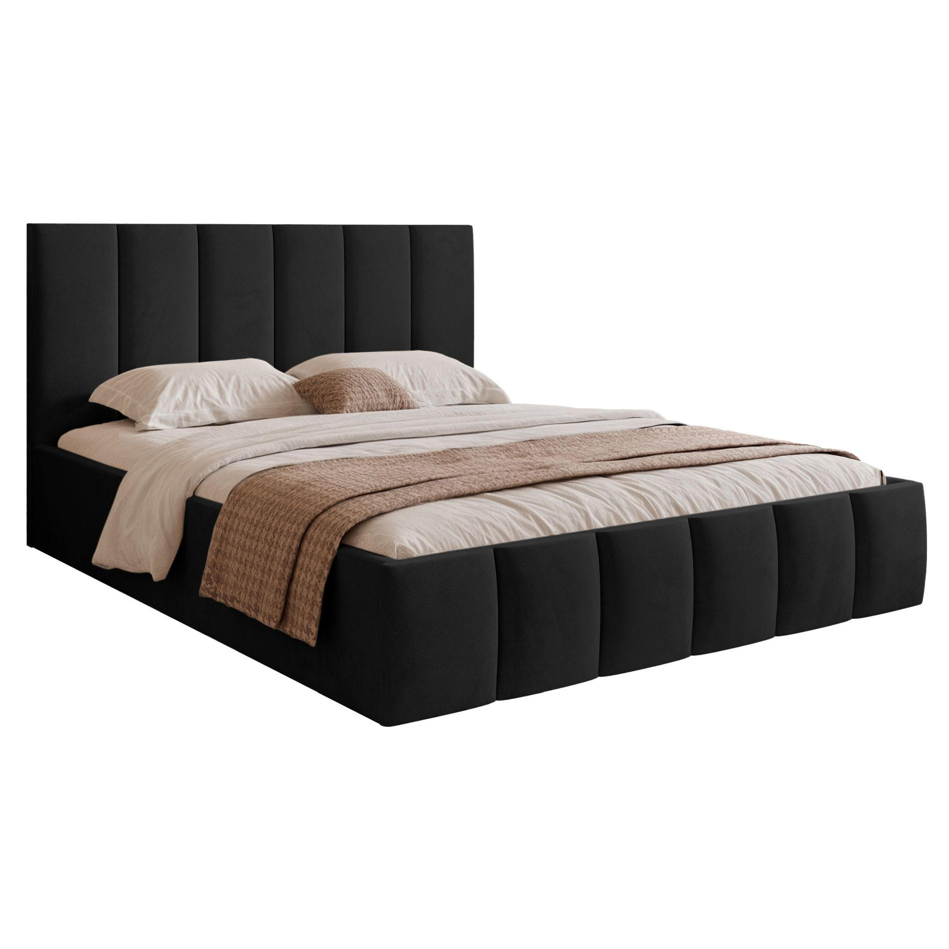 POLSTERBETT Sarafino Schwarz Samt 180x200 cm - Schwarz, Textil (180/200cm) - Selsey