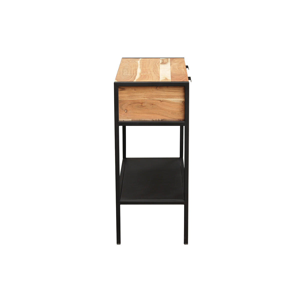 KONSOLE Akazie Schwarz Metall 2 Schubladen ARTHUS - Eukalyptusholzfarben, Holz (80/35/80cm) - Miliboo