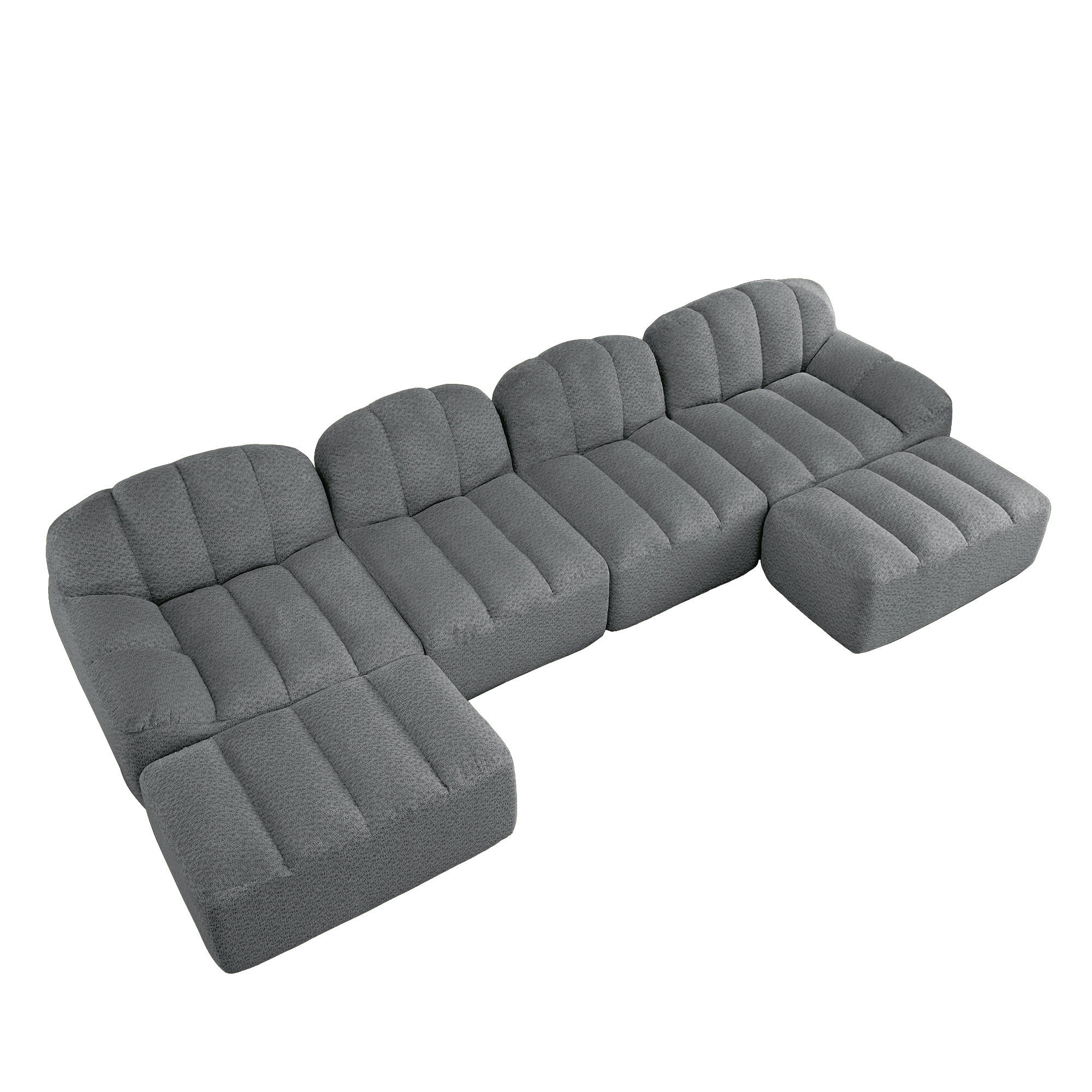 WOHNLANDSCHAFT DE-34312 4-Sitzer mit 2 Ottomans Grau - Grau, Textil (165/79/366cm) - ComfortXL