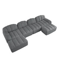 WOHNLANDSCHAFT DE-34312 4-Sitzer mit 2 Ottomans Grau - Grau, Textil (165/79/366cm) - ComfortXL