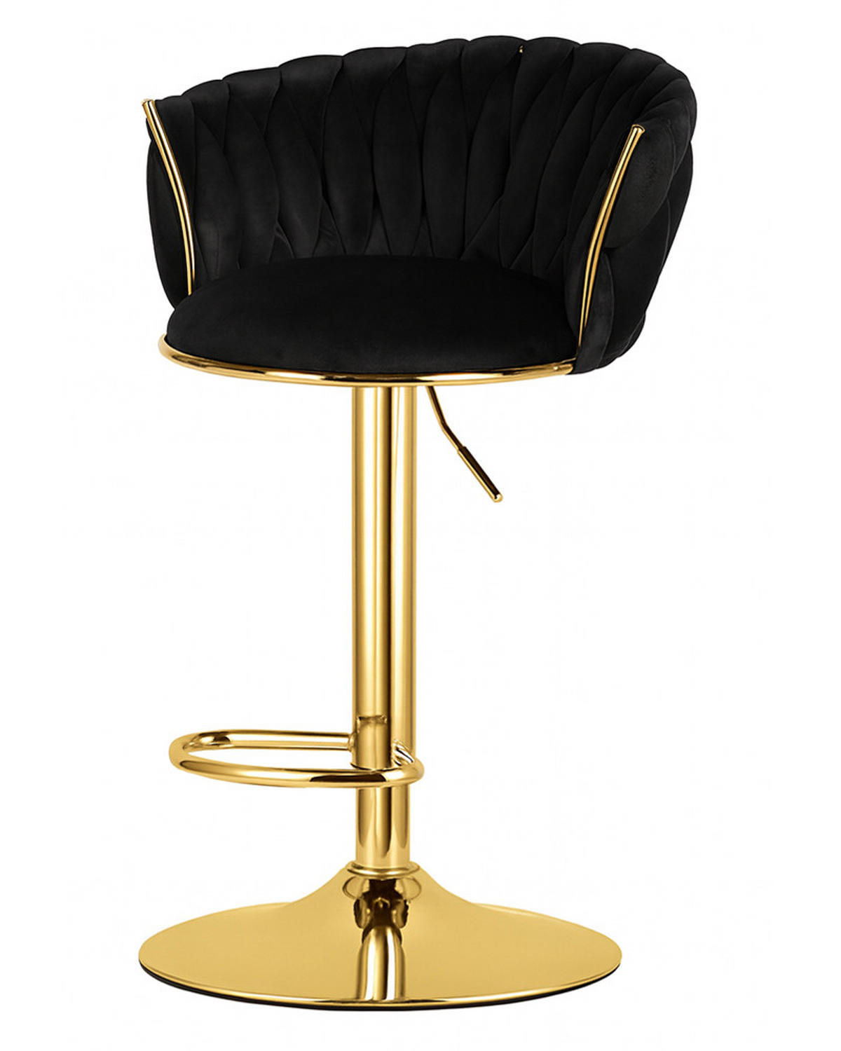 BARHOCKER 2-er Set MIG schwarzer Sitz, Goldbasis - Schwarz, Textil (51/105/50cm) - Valora