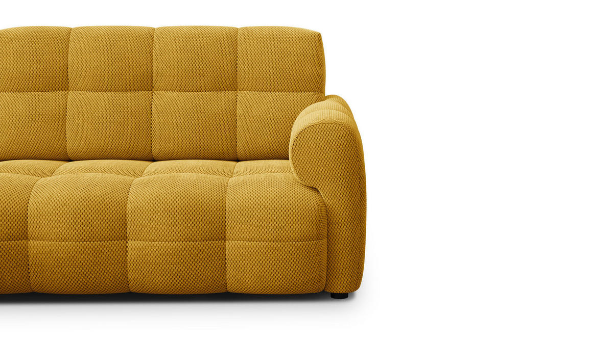 ECKSOFA MELLOW 3-Sitzer, safran - Gelb/Schwarz, Holz/Textil (232/156cm) - Courtois Laville