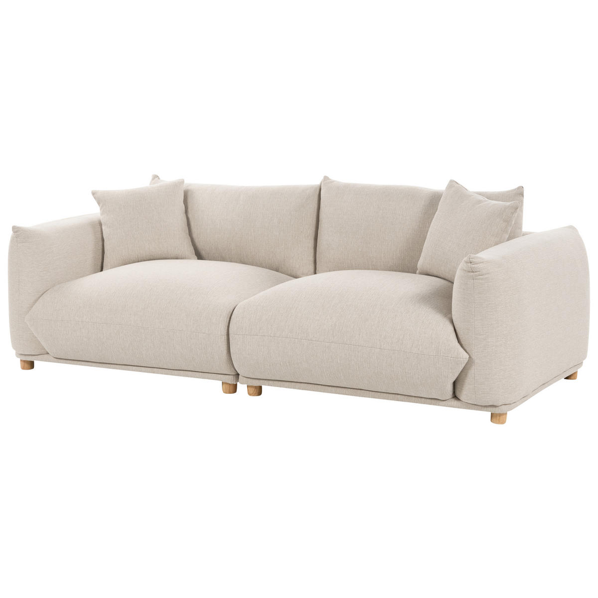 3-SITZER-SOFA hellbeige mit Kissen Luvos - Hellbraun/Beige, Textil (220/75/104cm) - Beliani