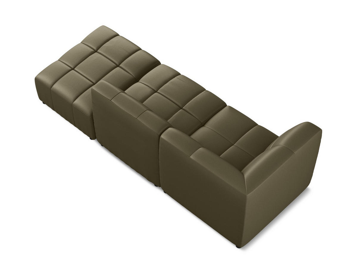 ECKSOFA Rechts Kunstleder Grün - Schwarz/Olivgrün, Holzwerkstoff/Kunststoff (240/90cm) - Makamii