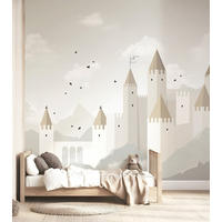 PANORAMA-VLIESTAPETE Schloss 4 x 2,48 m, grau - Beige/Hellgrün, Papier (400/258cm) - Lilipinso