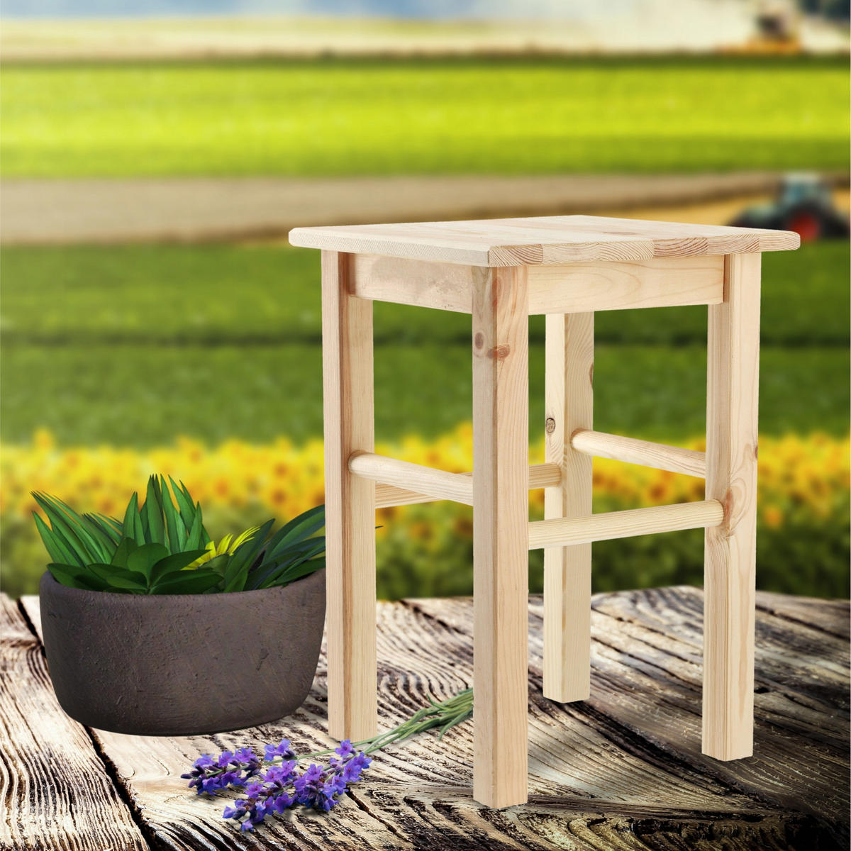 KÜCHENHOCKER aus Holz 44 x 30 cm - Naturfarben, Holz (30/44cm) - KADAX